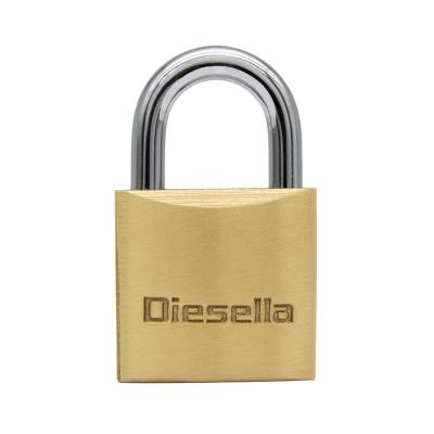 Brass Padlock Small 25 mm with brass cylinder and steel shackle